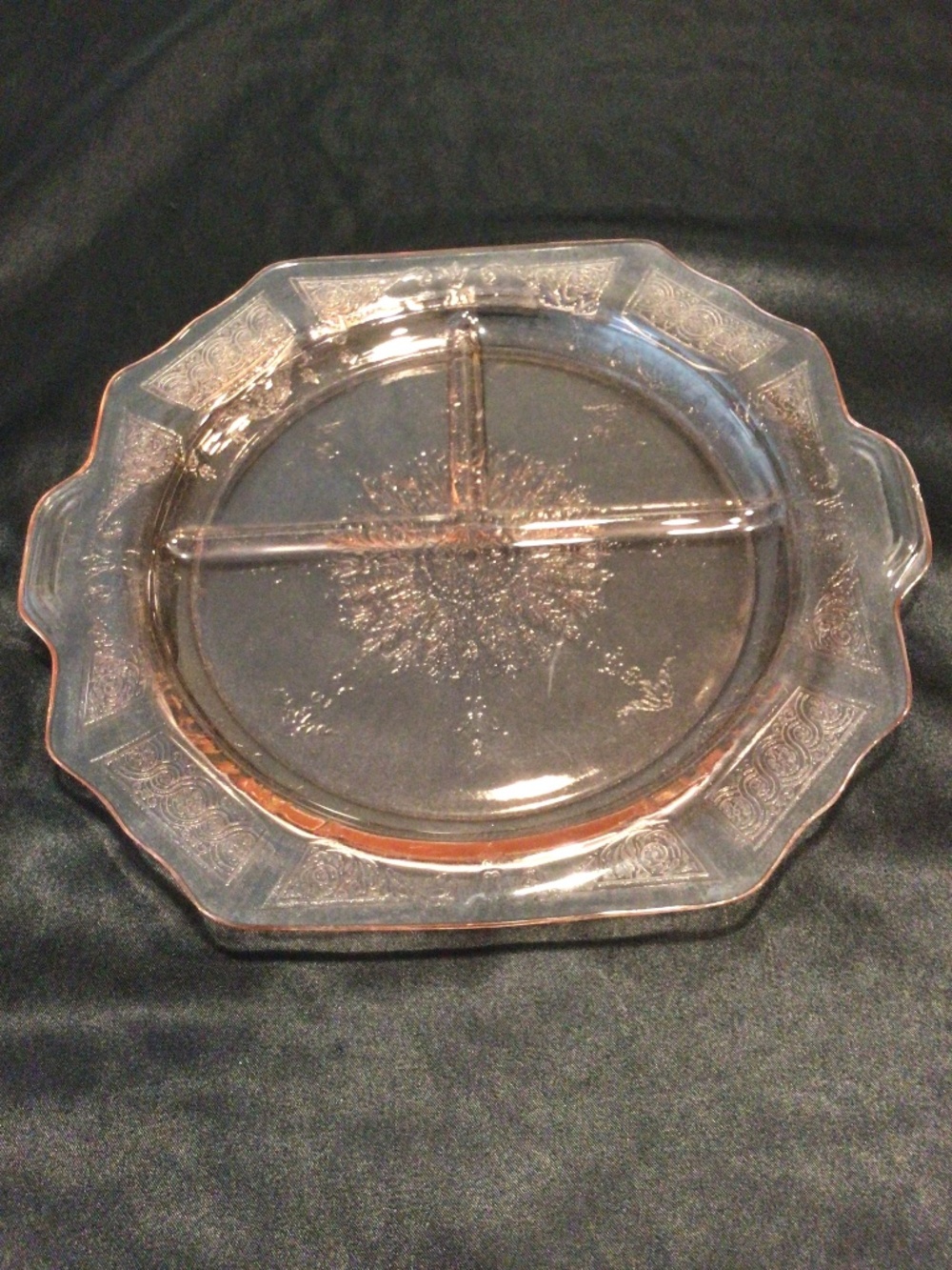 Vintage Anchor Hocking “Princess” Patter Pink Depression Glass Divided Tray